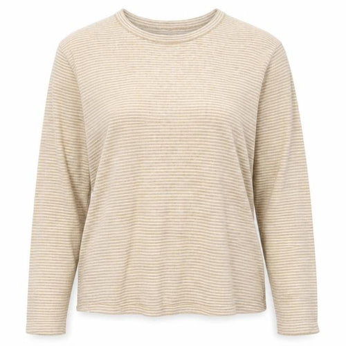 GAP Womens Beige Striped Cotton Linen Crew Neck Jumper M