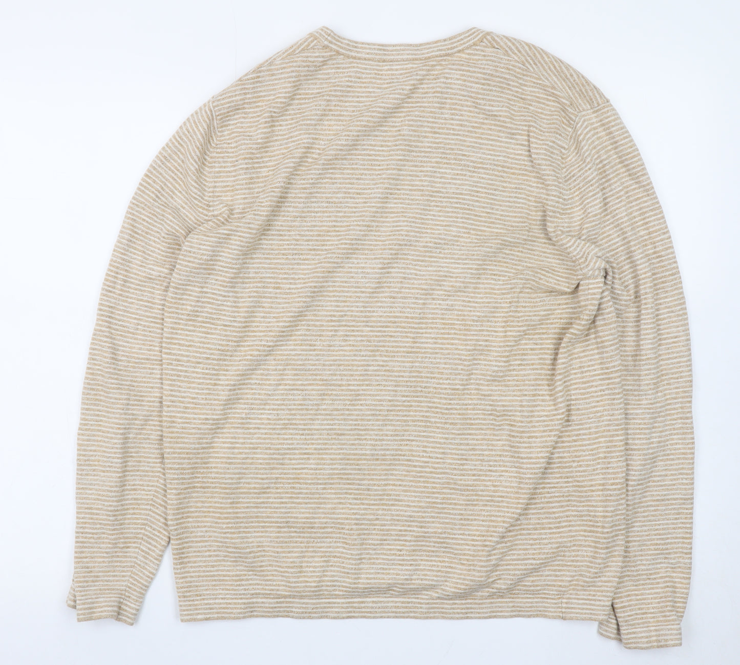 GAP Womens Beige Striped Cotton Linen Crew Neck Jumper M