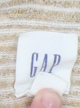 GAP Womens Beige Striped Cotton Linen Crew Neck Jumper M
