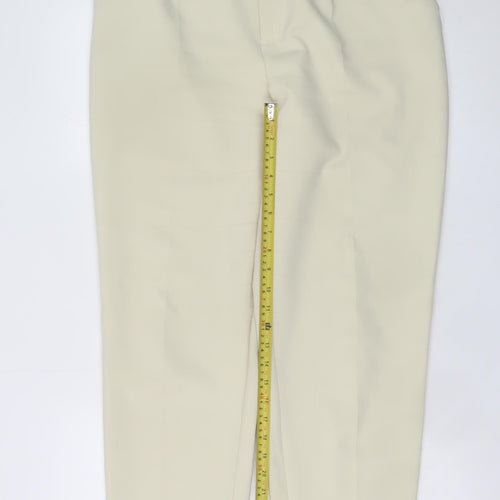 ZARA Women Beige Pleated Tapered Trousers L Size Tailored Workwear