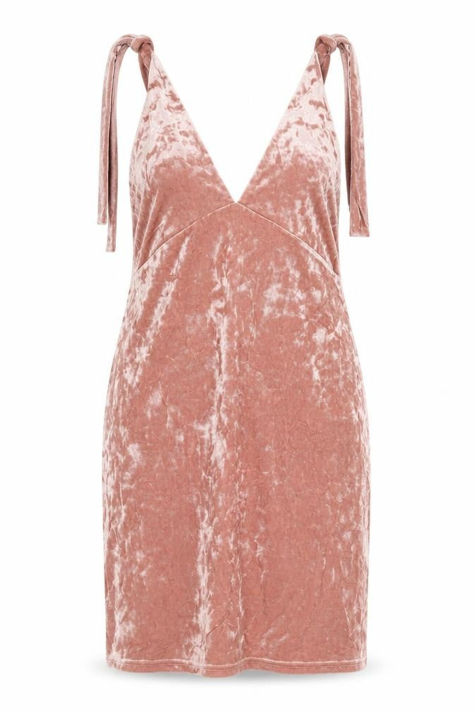 H&M Divided Womens Pink Velvet Slip Dress Size 8 Sleeveless Party Style
