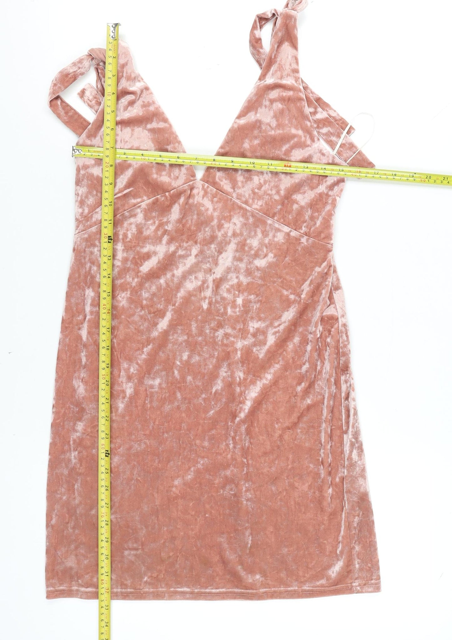 H&M Divided Womens Pink Velvet Slip Dress Size 8 Sleeveless Party Style