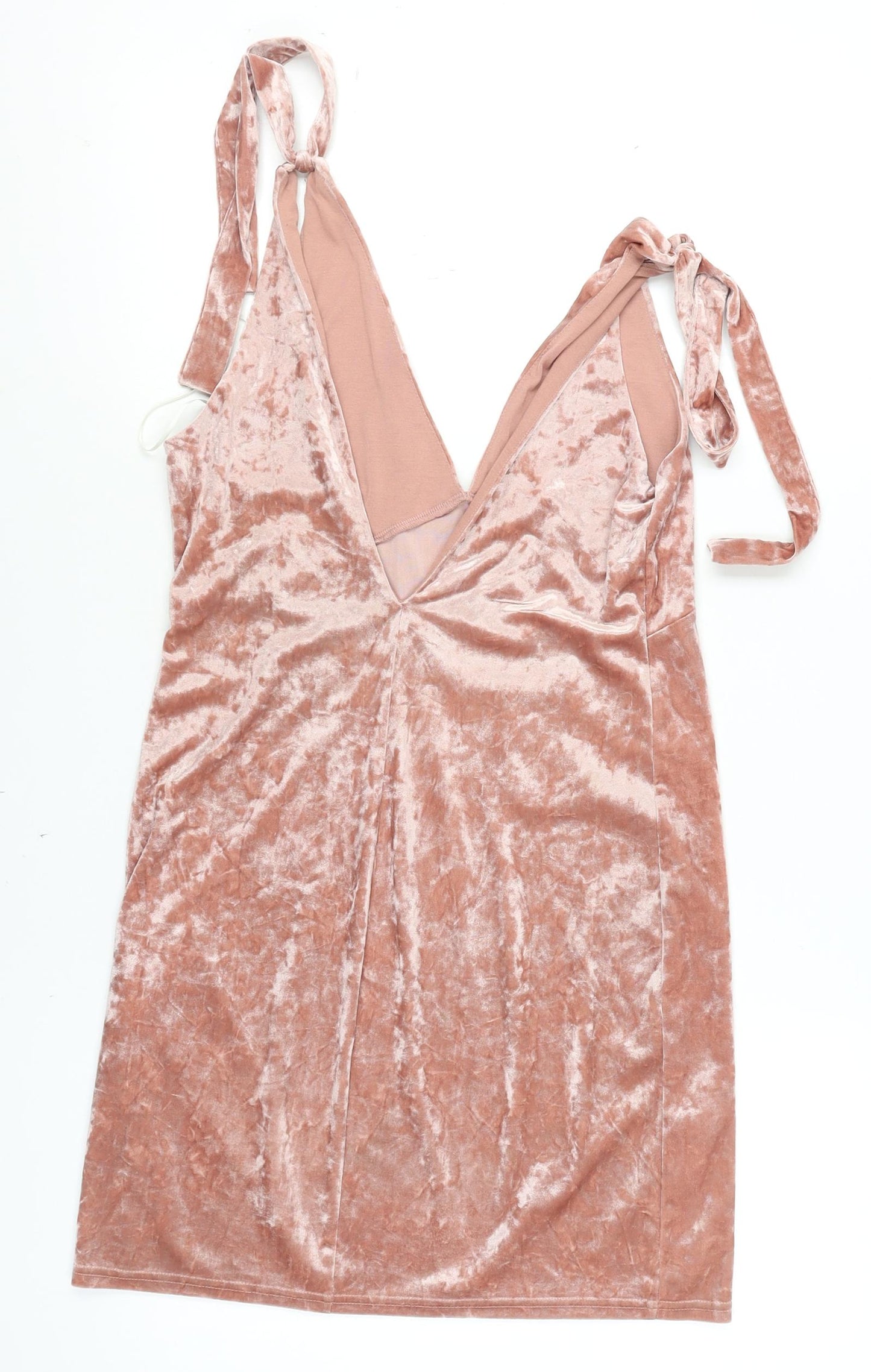 H&M Divided Womens Pink Velvet Slip Dress Size 8 Sleeveless Party Style