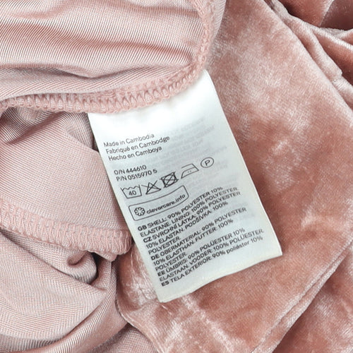 H&M Divided Womens Pink Velvet Slip Dress Size 8 Sleeveless Party Style
