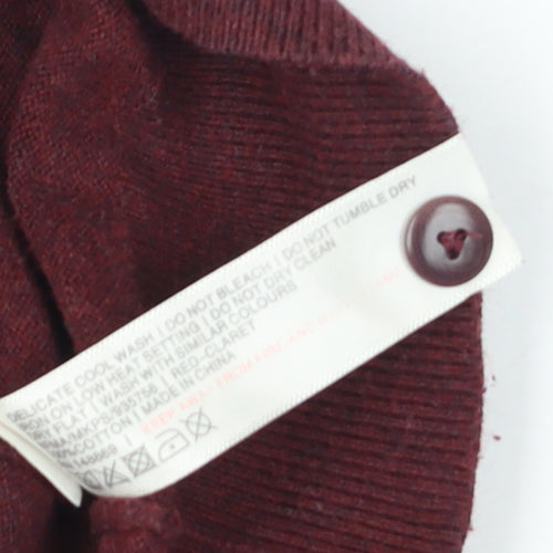FatFace Men's Red Henley Jumper M Striped Cotton Classic Knit