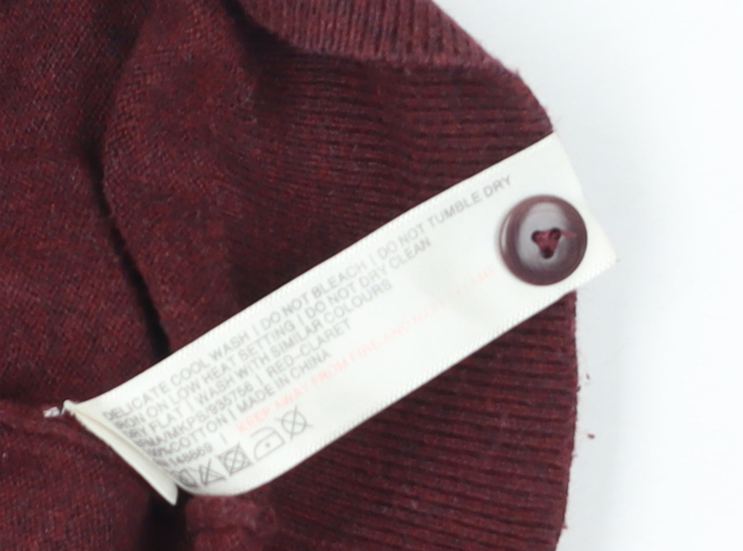 FatFace Men's Red Henley Jumper M Striped Cotton Classic Knit