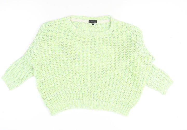 Warehouse Women’s Green Chunky-Knit Crew Neck Jumper Size 10
