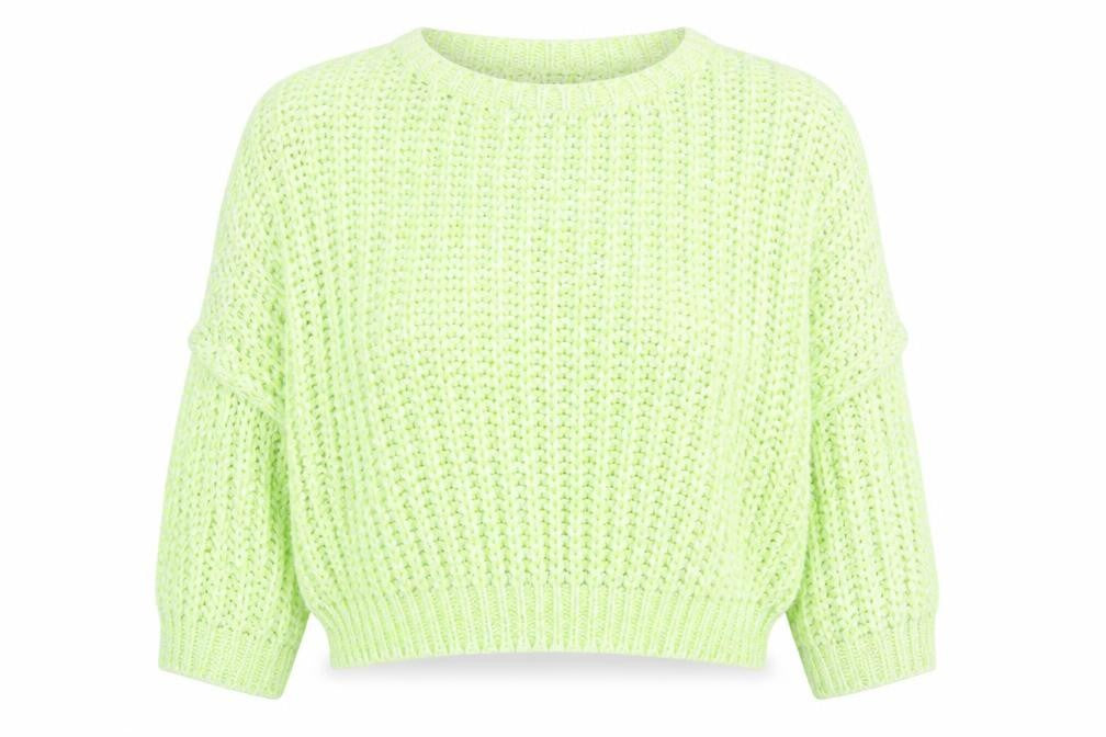 Warehouse Women’s Green Chunky-Knit Crew Neck Jumper Size 10