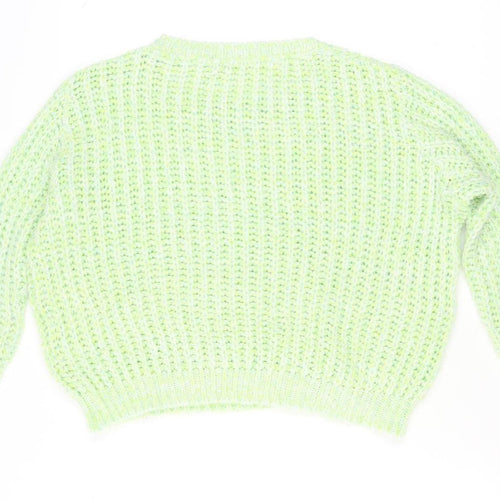 Warehouse Women’s Green Chunky-Knit Crew Neck Jumper Size 10