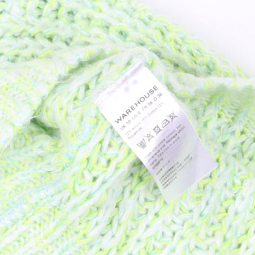 Warehouse Women’s Green Chunky-Knit Crew Neck Jumper Size 10