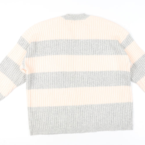 Marks and Spencer Womens Grey Mix Striped Knit Pullover Jumper L