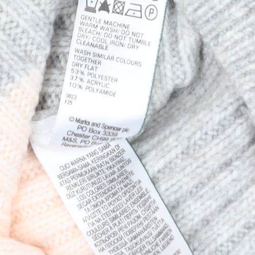 Marks and Spencer Womens Grey Mix Striped Knit Pullover Jumper L
