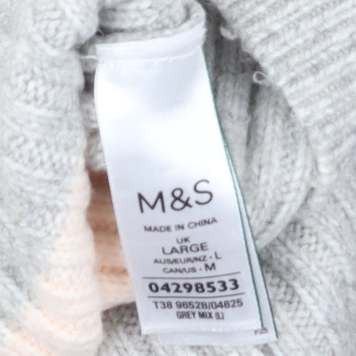 Marks and Spencer Womens Grey Mix Striped Knit Pullover Jumper L