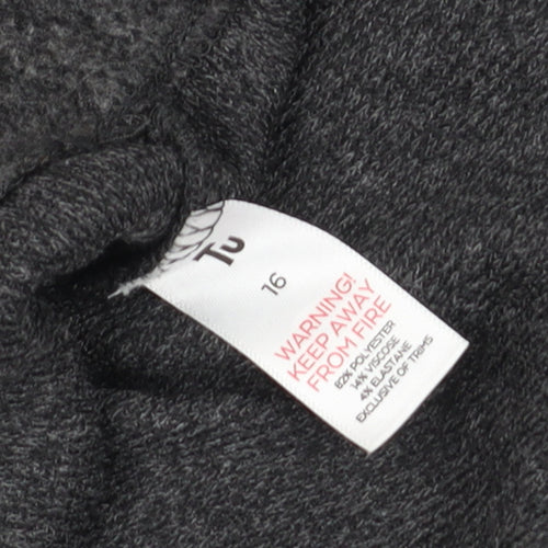 Tu Women Grey Roll Neck Embellished Jumper Size 16