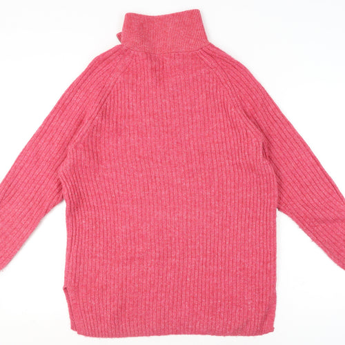 Marks and Spencer Women’s Pink Knit 1/2 Zip High Neck Jumper M