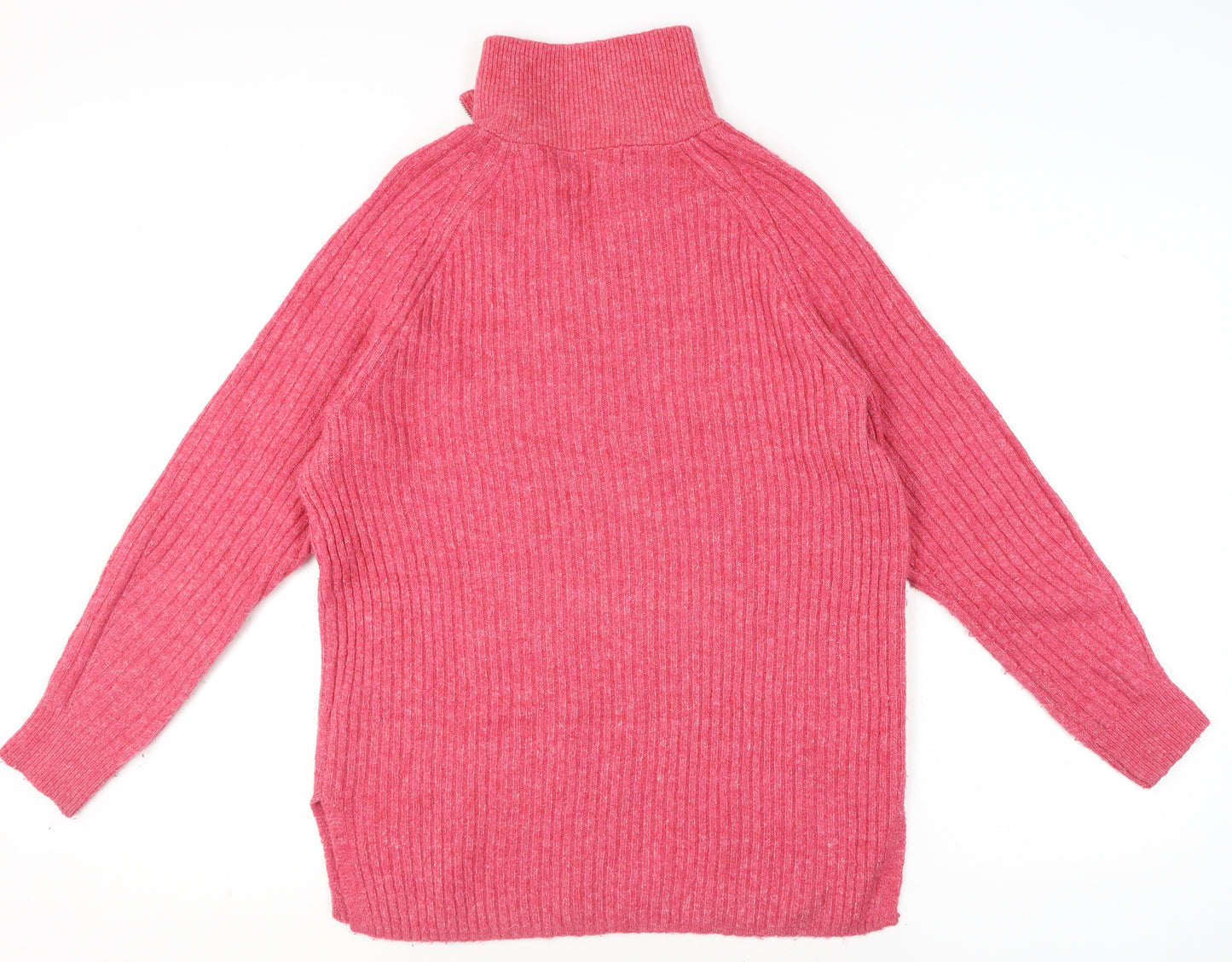 Marks and Spencer Women’s Pink Knit 1/2 Zip High Neck Jumper M