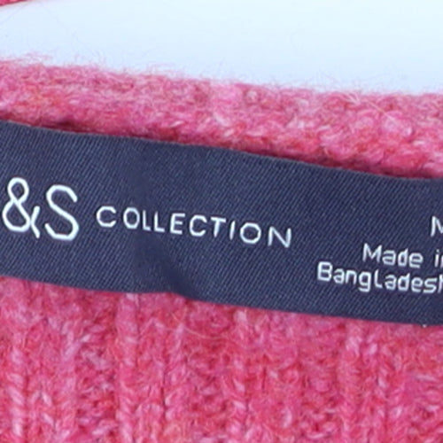 Marks and Spencer Women’s Pink Knit 1/2 Zip High Neck Jumper M