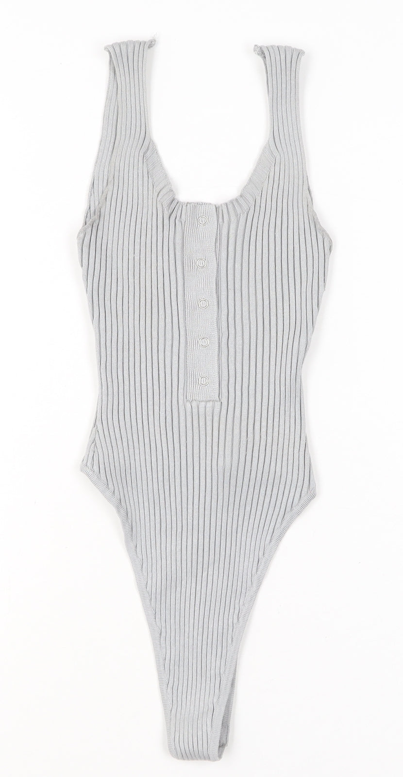Missguided Women Grey Ribbed Sleeveless Bodysuit UK 10