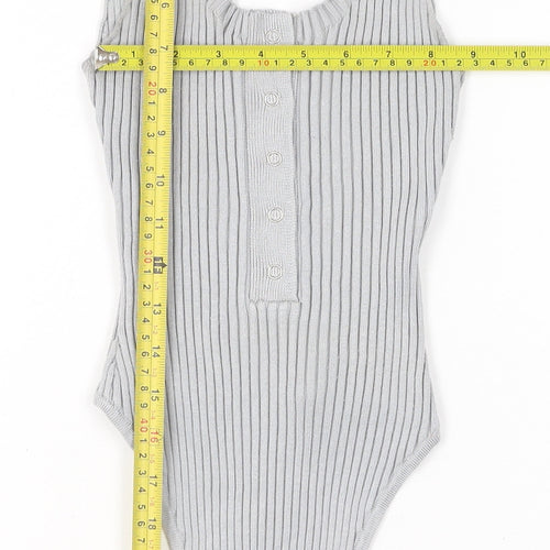 Missguided Women Grey Ribbed Sleeveless Bodysuit UK 10