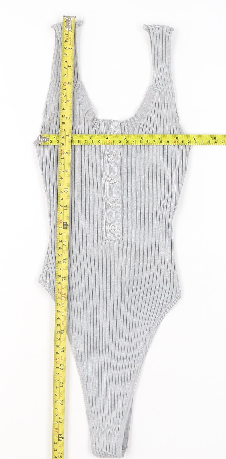 Missguided Women Grey Ribbed Sleeveless Bodysuit UK 10