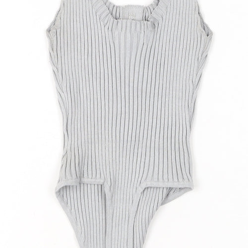 Missguided Women Grey Ribbed Sleeveless Bodysuit UK 10