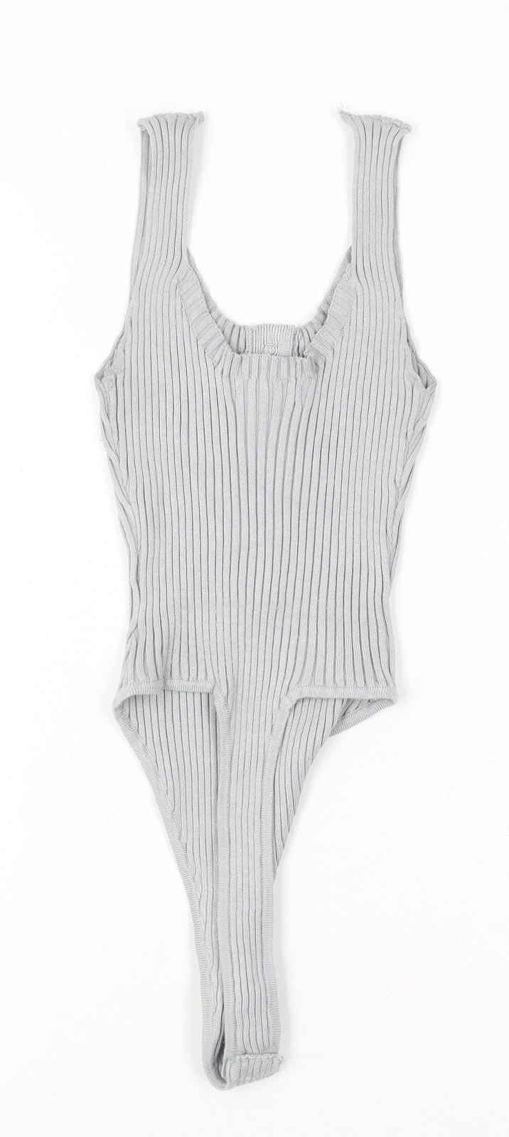 Missguided Women Grey Ribbed Sleeveless Bodysuit UK 10