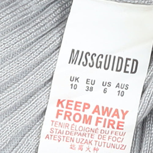 Missguided Women Grey Ribbed Sleeveless Bodysuit UK 10