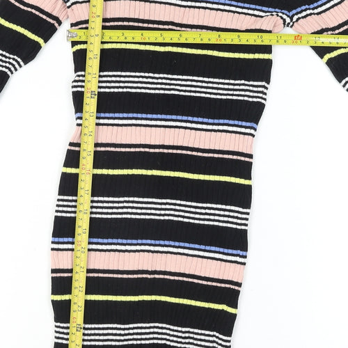 H&M Women Multicoloured Size 8 Bodycon Knit Stripe Dress