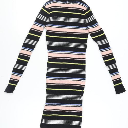H&M Women Multicoloured Size 8 Bodycon Knit Stripe Dress