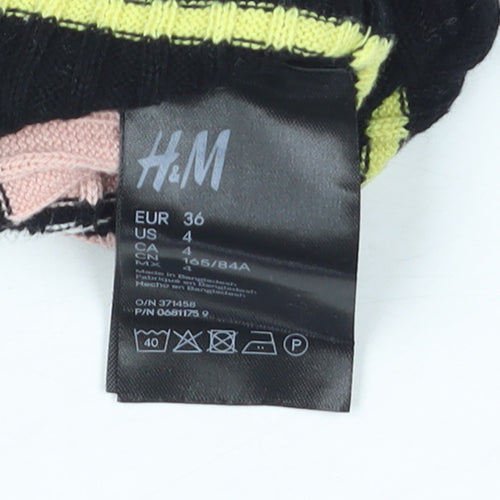 H&M Women Multicoloured Size 8 Bodycon Knit Stripe Dress