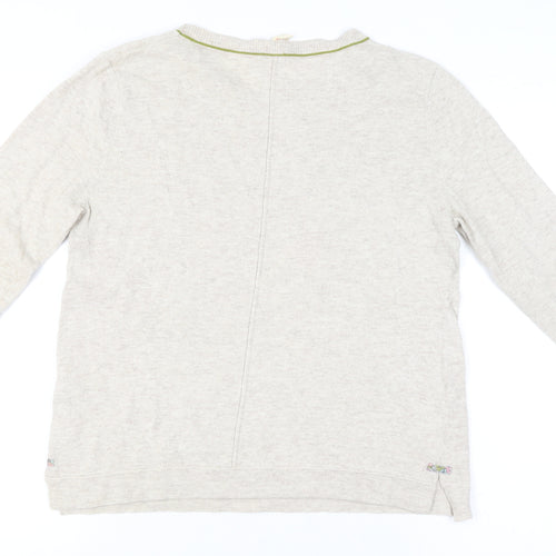 White Stuff Womens Beige Bird Embroidered Knit Jumper Size 12