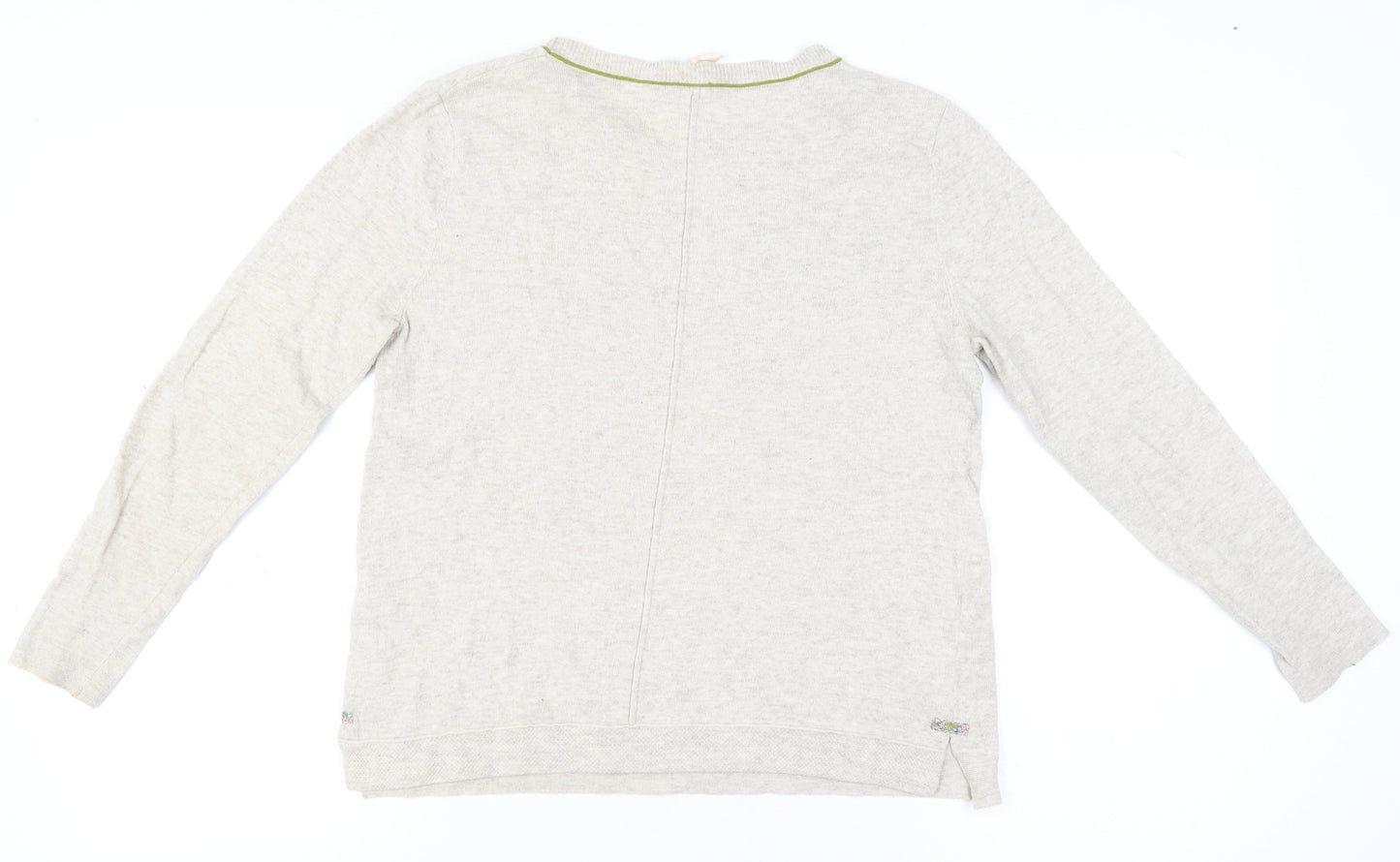 White Stuff Womens Beige Bird Embroidered Knit Jumper Size 12