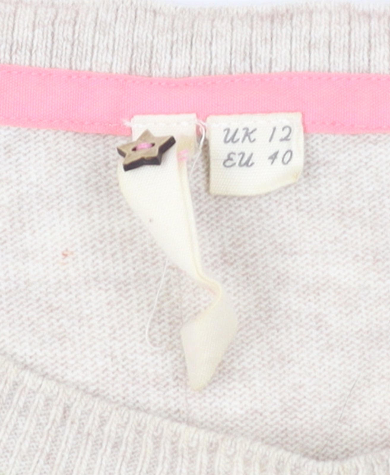 White Stuff Womens Beige Bird Embroidered Knit Jumper Size 12