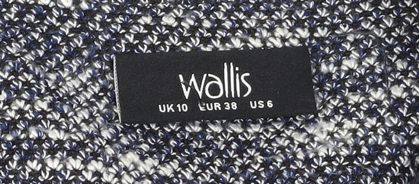 Wallis Women’s Grey Knit Shift Dress Size 10 Short Sleeve Zip Detail