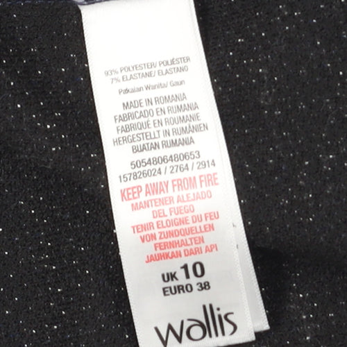 Wallis Women’s Grey Knit Shift Dress Size 10 Short Sleeve Zip Detail