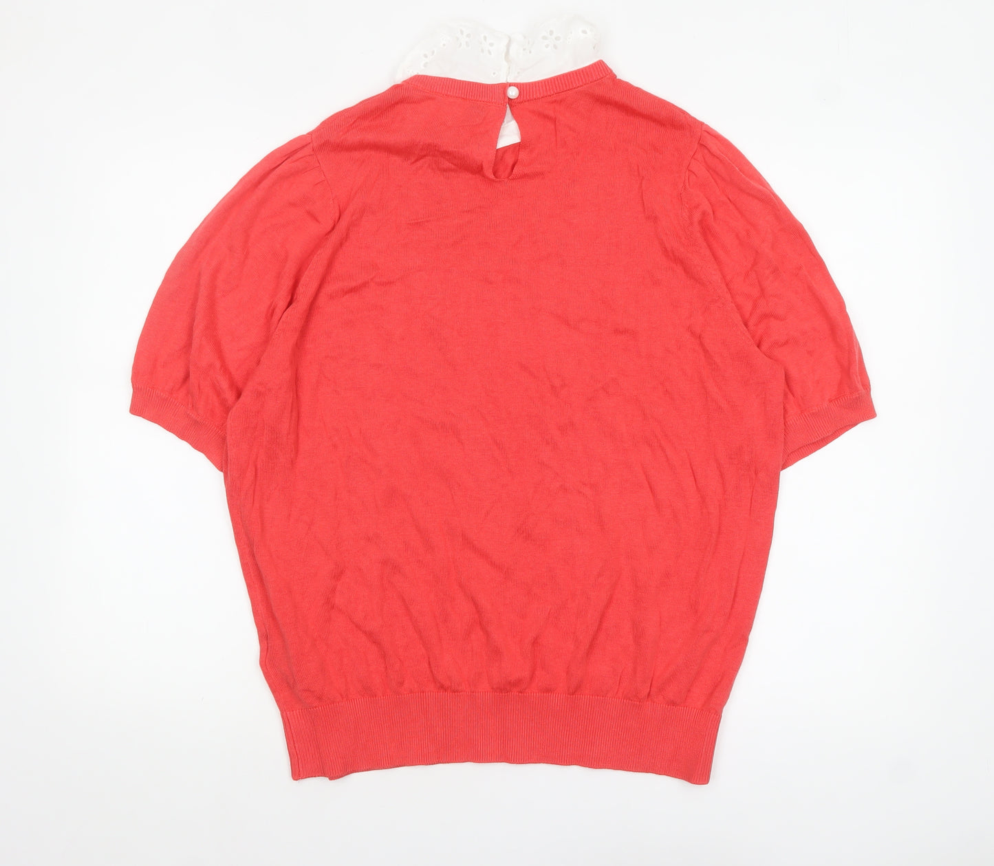JD Williams Women's Red Collared Short Sleeve Lightweight Jumper Size 20