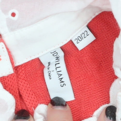 JD Williams Women's Red Collared Short Sleeve Lightweight Jumper Size 20