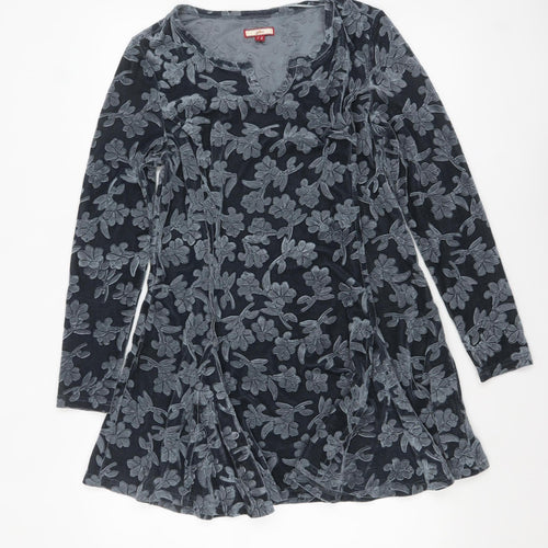 Joe Browns Womens Grey Floral Velvet Tunic Blouse Size 10