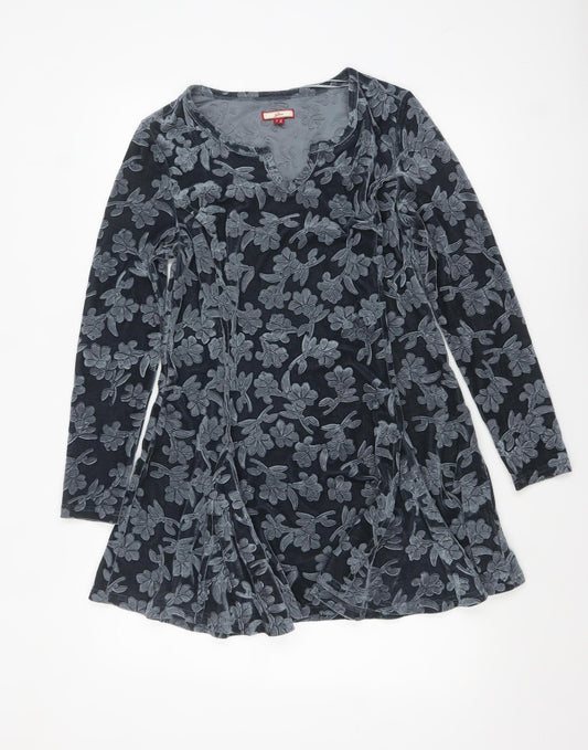 Joe Browns Womens Grey Floral Velvet Tunic Blouse Size 10