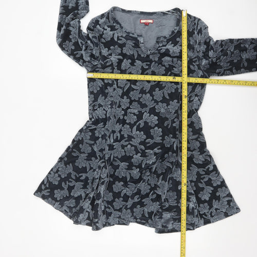Joe Browns Womens Grey Floral Velvet Tunic Blouse Size 10