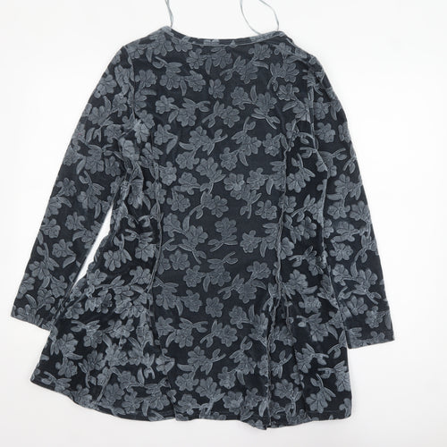 Joe Browns Womens Grey Floral Velvet Tunic Blouse Size 10