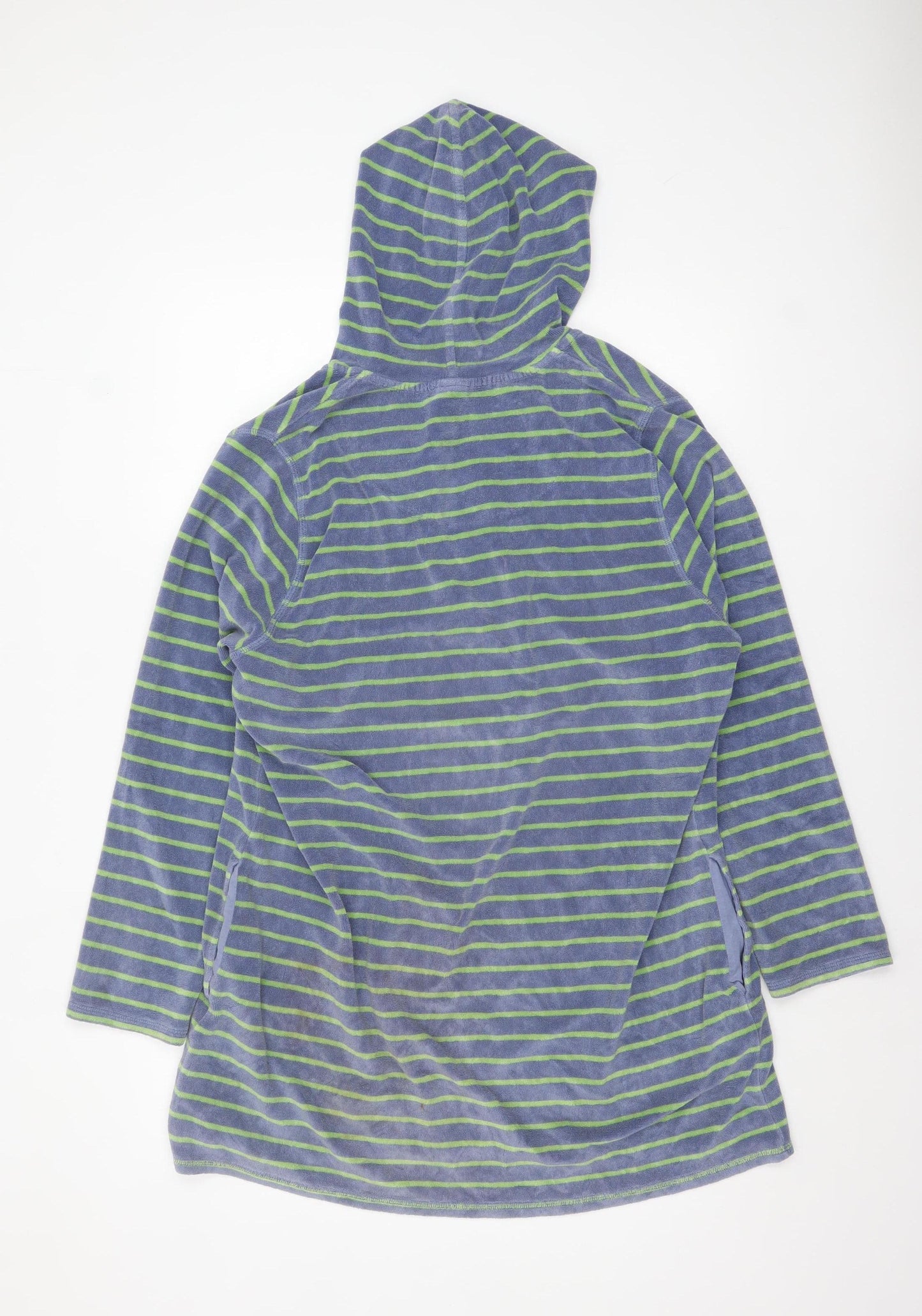 Boden Women Blue Green Striped Pullover Hoodie XL Cotton Blend