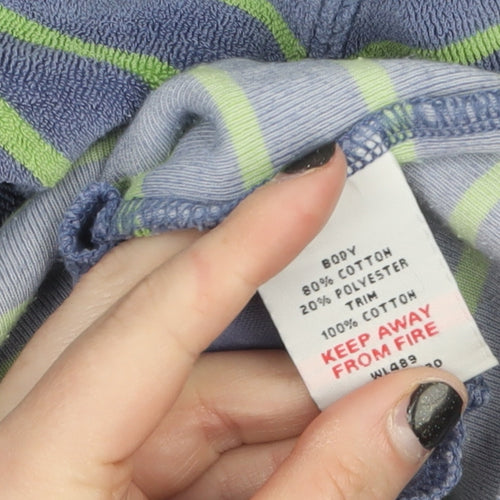Boden Women Blue Green Striped Pullover Hoodie XL Cotton Blend