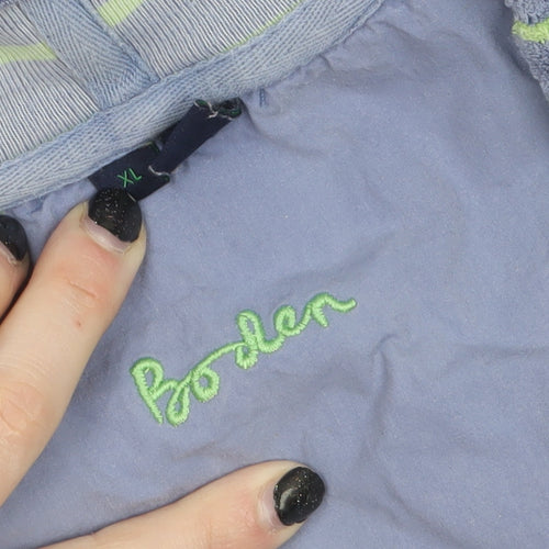 Boden Women Blue Green Striped Pullover Hoodie XL Cotton Blend