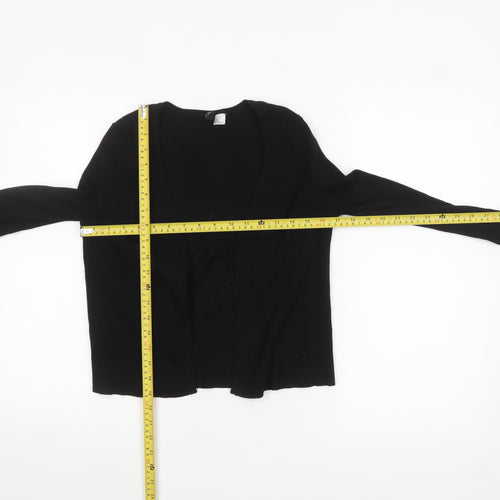 H&M Divided Women's Black L V-Neck Tie Front Knit Cardigan