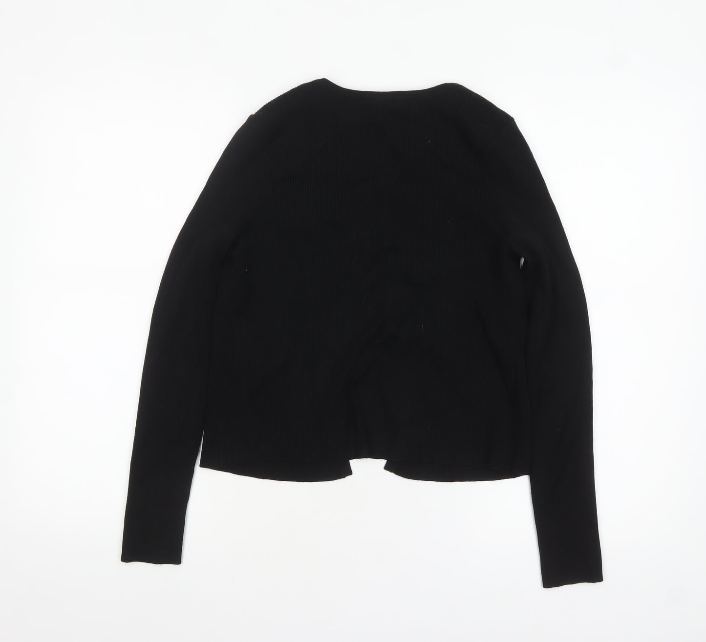 H&M Divided Women's Black L V-Neck Tie Front Knit Cardigan