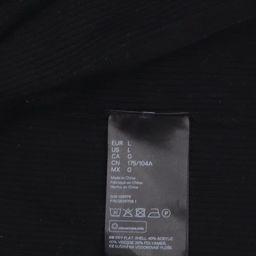 H&M Divided Women's Black L V-Neck Tie Front Knit Cardigan