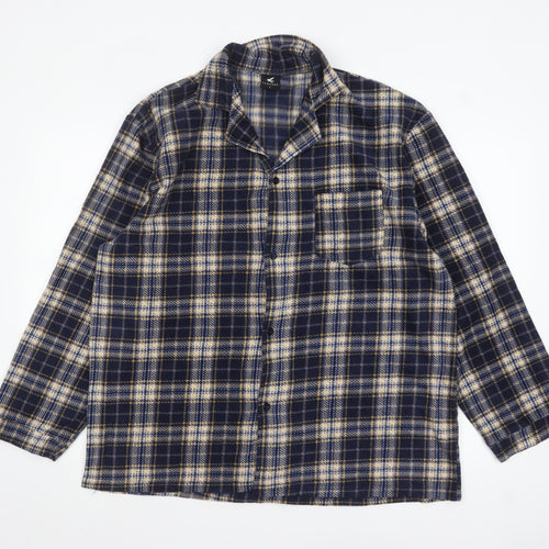 Pegasus Men's Navy Checked Pyjama Top L Long Sleeve Polyester