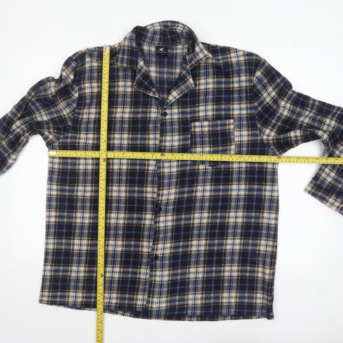 Pegasus Men's Navy Checked Pyjama Top L Long Sleeve Polyester