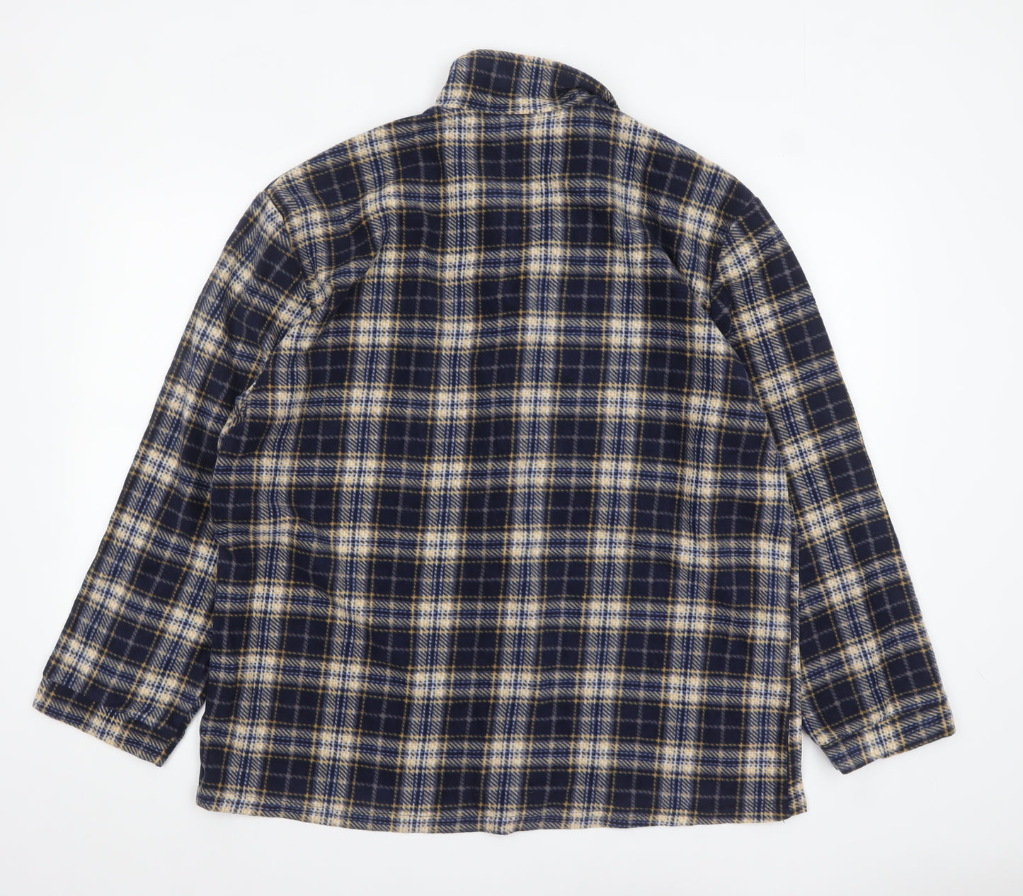 Pegasus Men's Navy Checked Pyjama Top L Long Sleeve Polyester